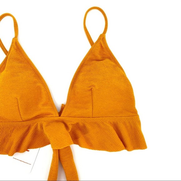 NEW Selfiego Orange Ruffle Bikini Swim Top - Picture 3 of 8